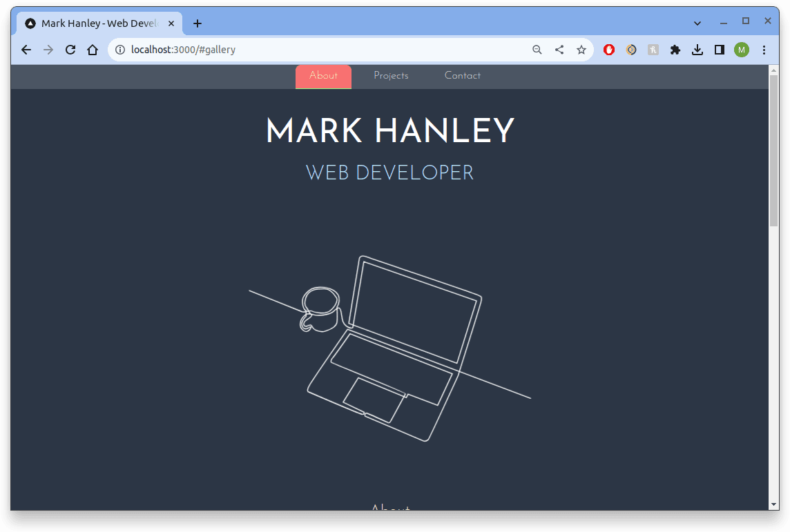 Screen grab of portfolio website